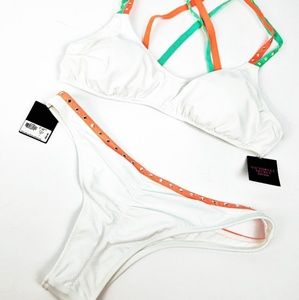 New VS 2psc swim white with neon & orange straps